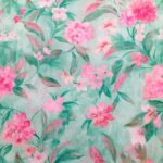 tela estampada verde y rosa