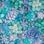 Tela Flores Tonos Agua y Lilas Algodón - Imagen 2