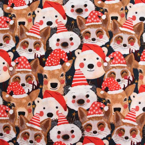 tela-algodon-navidad-animales tela animales navidad