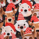 Tela Animales Gorritos de Navidad Algodón - Imagen 2