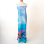 tela de crepe en el que se presenta un paisaje maritimo