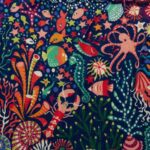 Tela Punto Camiseta estampado fondo marino - Imagen 3