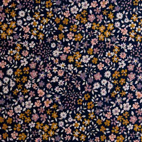 tela-florecitas-azul-marino-poppy tela de la colección poppy con florecitas en colores y fondo azul marino