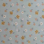 Tela florecitas fondo verde menta algodón