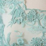 Final de Pieza - Tela Tul Bordado con Pedrería en verde agua  60x130 - Imagen 3