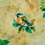 Tela pájaros fondo amarillo algodón - Imagen 4