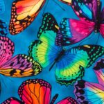 Tela estampado mariposas multicolor algodón - Imagen 2