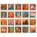panel gatos fondo gris