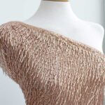 Tela Tul Canutillo Pedrería color bronce - Imagen 3