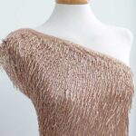 Tela Tul Canutillo Pedrería color bronce - Imagen 4