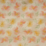 Tela efecto Seersucker Florecitas naranjas y amarillas - Imagen 3