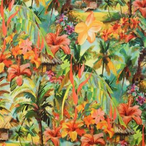tela satinada estampado tropical