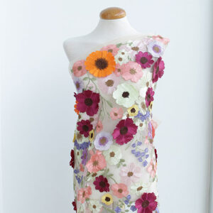 tul bordado flores multicolor