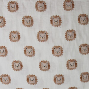 tela de doble gasa estampado leones