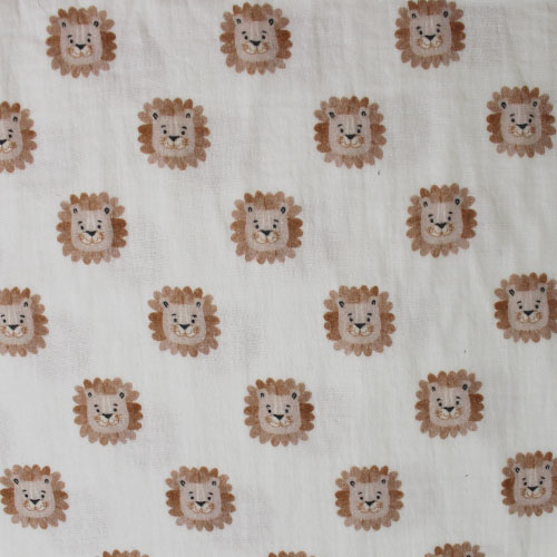 tela de doble gasa estampado leones