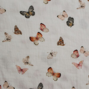 tela doble gasa estampado mariposas