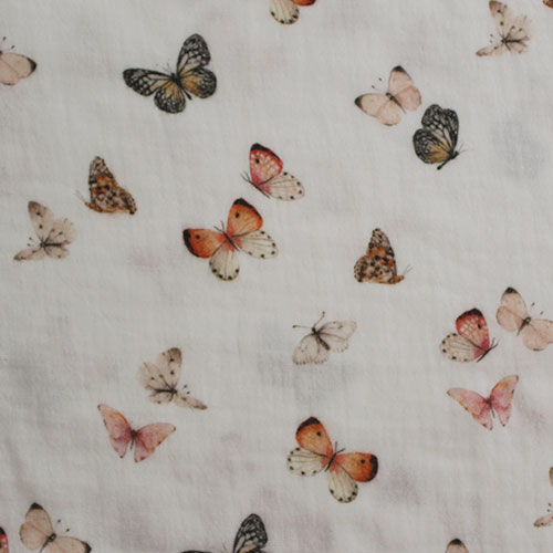 tela doble gasa estampado mariposas