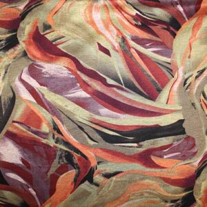 Tela de punto de invierno con estampado en tonos granate, verde y negro