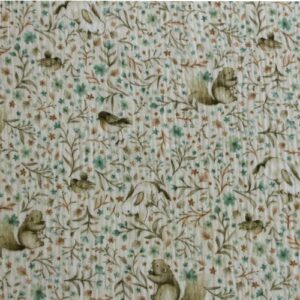 Tela de doble gasa con animalitos y hojas – Algodón 100% ideal para bebé y ropa infantil