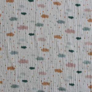 Tela de doble gasa estampada con nubes – Algodón 100% ideal para bebé y ropa infantil