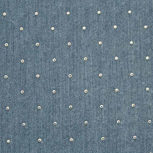 tela-vaquera-brillo(1) Tela vaquera fina tipo chambray con tachuelas brillantes – Ideal para blusas y camisas - Imagen 1