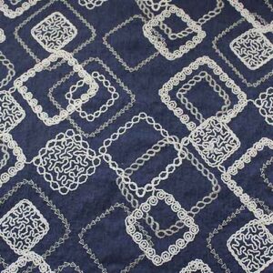 Tela vaquera bordada con rombos grandes – Ideal para pantalones, conjuntos y vestidos de tendencia