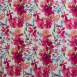 Tela de viscosa ecológica estampada con flores en tonos rosa – Ideal para vestidos y blusas de verano