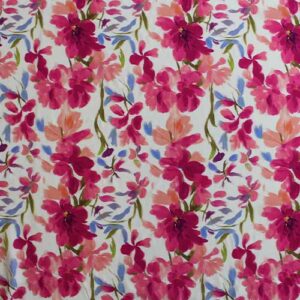 Tela de viscosa ecológica estampada con flores en tonos rosa – Ideal para vestidos y blusas de verano