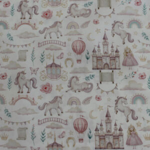 tela estampado princesas y unicornios