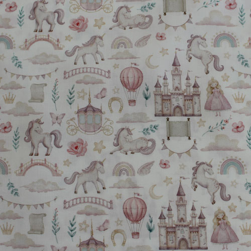 tela estampado princesas y unicornios