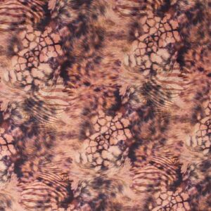 Tela de ANTELINA ELÁSTICA Animal Print Tonos Tierra y Berenjena