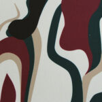 Tela de CREPÉ ESTAMPADO ABSTRACTO Beige, Verde y Granate - Imagen 2
