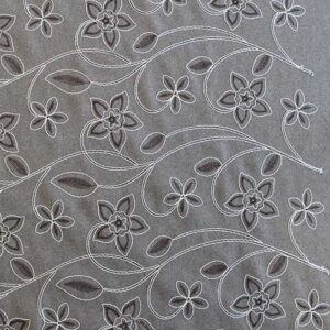 Tela de PAÑO BORDADO floral beige y marrón